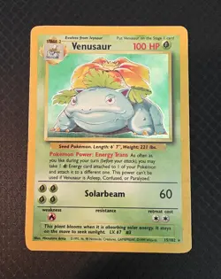 Pokemon Venusaur 15/102 - Base Set Unlimited - Holo Rare - Moderately Played (MP - Image 3