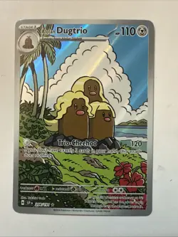 Pokemon Alolan Dugtrio Holo Illustration Rare SV08: Surging Sparks 208/191 110HP - Image 1
