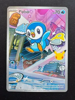 Pokemon First Partner Illustrations Piplup #42 30th anniversary stamp - Image 1