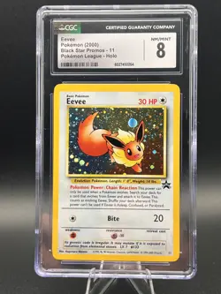 2000 Pokemon League Eevee Black Star Promo Holo #11 CGC 8 - Image 1