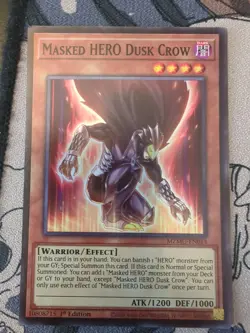 Yu-Gi-Oh Masked Hero Dusk Crow MZMU-EN014 Super Rare 1st Edition NM - Image 1