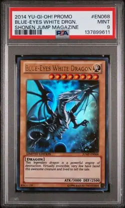 2014 Yu-Gi-Oh! Blue-Eyes White Dragon JUMP-EN068 Ultra Rare PSA 9 - Image 1