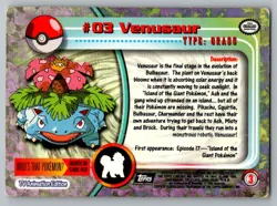 Venusaur #3 Topps Trading Cards Series 1 Pokemon LP - Image 2