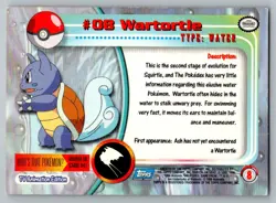 Wartortle #8 Topps Trading Cards Series 1 Pokemon LP - Image 2