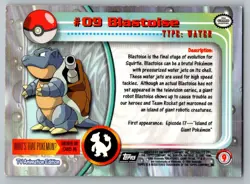 Blastoise #9 Topps Trading Cards Series 1 Pokemon LP - Image 2