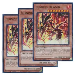 Yugioh - Burning Dragon x 3 - 1st Edition Super Rare NM - Plus Free Holo Card - Image 1
