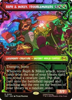 Raph & Mikey, Troublemakers #250 Foil Showcase Rare (NM) TMNT, MTG - Image 1