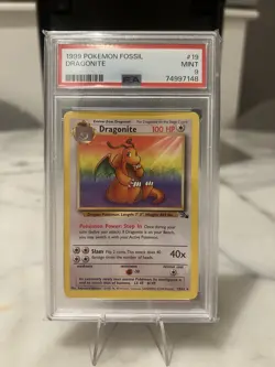 PSA 9 MINT Dragonite #19 1999 Fossil Set WOTC Vintage Pokemon. Clean Copy - Image 1