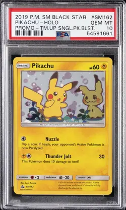2019 POKEMON SM BLACK STAR PROMO #SM162 PIKACHU-HOLO PSA 10 - Image 1