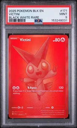 2025 POKEMON BLK EN-BLACK BOLT BLACK WHITE RARE #171 VICTINI PSA 9 - Image 1