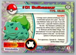 Bulbasaur #1 Topps Trading Cards Series 1 Pokemon LP - Image 2