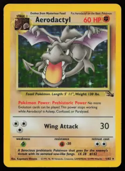 Aerodactyl 1/62 Unlimited Holo Rare Fossil Pokemon English NM - Image 1