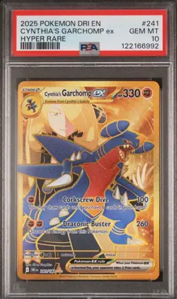 2025 POKEMON DRI EN-DESTINED RIVALS HYPER RARE #241 CYNTHIA'S GARCHOMP EX PSA 10 - Image 1