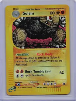 Golem 49/165 Rare Expedition Base Set Pokemon Reverse Holo NM - Image 1