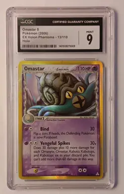 CGC 9 Omastar 13/110 EX HOLON Phantoms Holo Rare Pokemon TCG Delta Species - Image 1