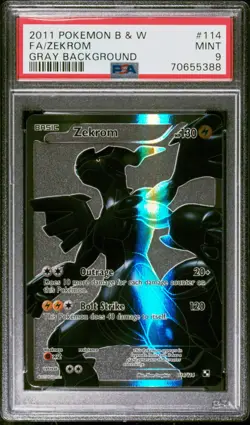 2011 Pokemon B&W Full Art Zekrom #114 Gray Background PSA 9 Mint Black White - Image 1