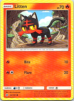 Litten 24/149 Pokemon Sun & Moon Base Set Light Play - Image 1