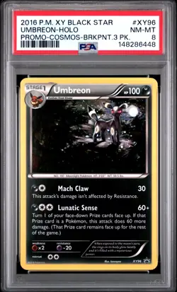 PSA 8 Umbreon Holo XY96 Black Star Promo Cosmos Breakpoint 3 Pack POKEMON - Image 1
