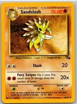 Sandslash 41/62 Uncommon Fossil Pokemon MP - Image 1