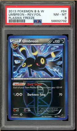 Pokemon - Umbreon Reverse Holo, Plasma Freeze #64 PSA 8 - Image 1