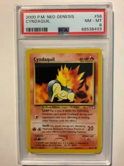 2000 Pokemon Neo Genesis #56 Cyndaquil PSA 8 - Image 1