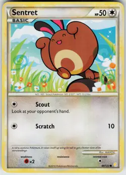 Pokemon Sentret 80/123 HeartGold SoulSilver Common card - Image 1