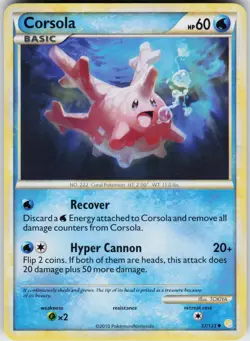 Pokemon Corsola 37/123 HeartGold SoulSilver Uncommon card - Image 1