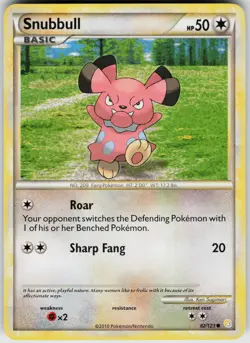 Pokemon Snubbull 82/123 HeartGold SoulSilver Common card - Image 1