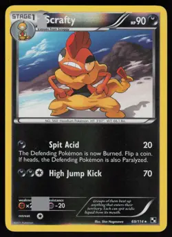 Reverse Holo Scrafty 69/114 Black and White Shin Nagasawa Art Pokemon TCG Card - Image 1