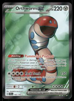 Pokemon Cards Orthworm ex 162/142 Stellar Crown Ultra Rare NM *2 - Image 1