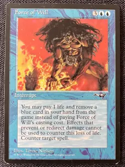 MTG Force of Will FREE US SHIPPING - Alliances - MP - Vintage Magic - Image 1