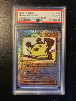 2002 Pokemon Legendary Collection Mankey #81 Reverese Holo Foil Graded PSA 6 - Image 1