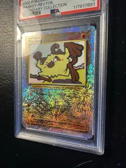 2002 Pokemon Legendary Collection Mankey #81 Reverese Holo Foil Graded PSA 6 - Image 3