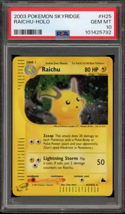 Pokemon Raichu Skyridge Reverse Holo Rare #H25 PSA 10 Gem Mint - Image 1