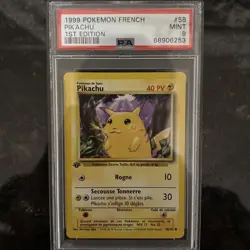 1999 Pokemon FRENCH 1st Edition Base Set Pikachu 58/102 PSA 9 MINT - Image 1