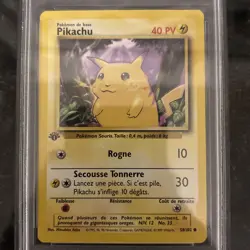 1999 Pokemon FRENCH 1st Edition Base Set Pikachu 58/102 PSA 9 MINT - Image 3