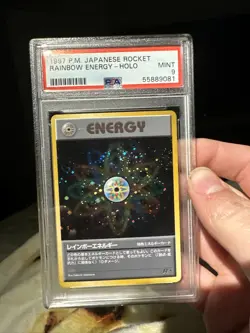 1997 P.M. Pokemon Japanese Rocket Rainbow Energy Rare Holo PSA 9 MINT - Image 1