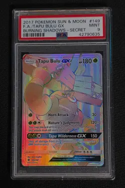 2017 Pokemon - Tapu Bulu GX 149/147 - PSA 9 Burning Shadows - Image 1