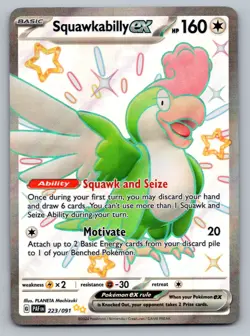 Squawkabilly ex Pokemon Paldean Fates 223/091 Shiny Full Art Ultra Rare NM - Image 1