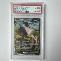 Pokemon Honchkrow V Full Art Holo Ultra Rare 162/172 Brilliant Stars PSA 10 - Image 1