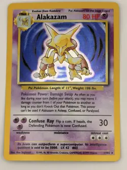 Pokemon Alakazam Base Set 1/102 Rare Holo 1999 - Image 1