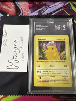 Pokemon Pikachu 1st Edition Base Set (Shadowless) TAG Graded Card 058/102 1999 - Image 1