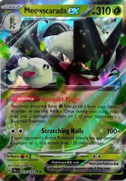015/193 MEOWSCARADA EX DOUBLE RARE PALDEA EVOLVED POKEMON CARD - Image 1