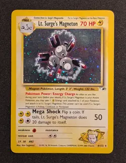 Lt. Surge's Magneton 8/132 Holo Gym Heroes Unlimited DAMAGED see photos - Image 1