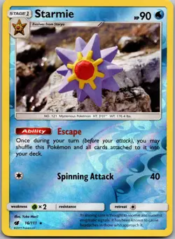 Starmie 16/111 Rare Crimson Invasion Pokemon Reverse Holo Near Mint - Image 1