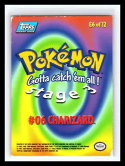 💥 1999 Topps Pokemon the First Movie #06 Charizard - Stage 3 Blue Logo #E6 - Image 2