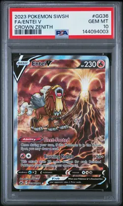 2023 POKEMON SWORD & SHIELD CROWN ZENITH #GG36 FULL ART/ENTEI V PSA 10 - Image 1