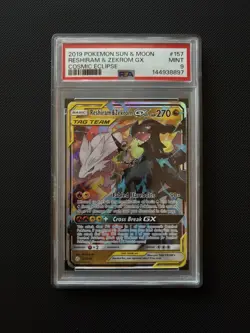 Reshiram & Zekrom GX 157/236 Pokemon Cosmic Eclipse - PSA 9 Mint - Image 1