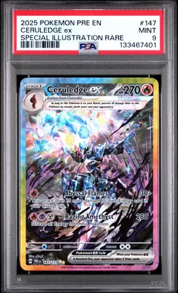 2025 POKEMON PRE EN-PRISMATIC EVOLUTIONS #147 CERULEDGE EX PSA 9 - Image 1