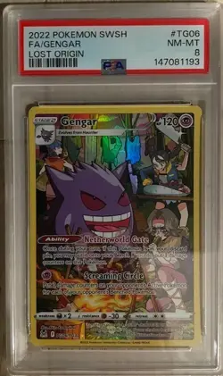 2022 POKEMON SWORD & SHIELD LOST ORIGIN #TG06 FULL ART/GENGAR PSA 8 - Image 1